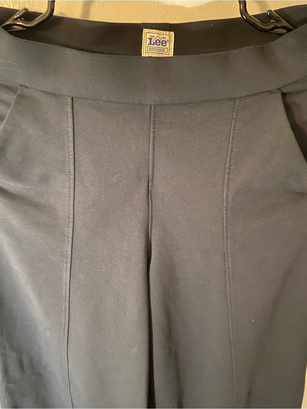 Lee Black Ponte High-Waist Baggy Stretch Wide PANTS with Front Seams